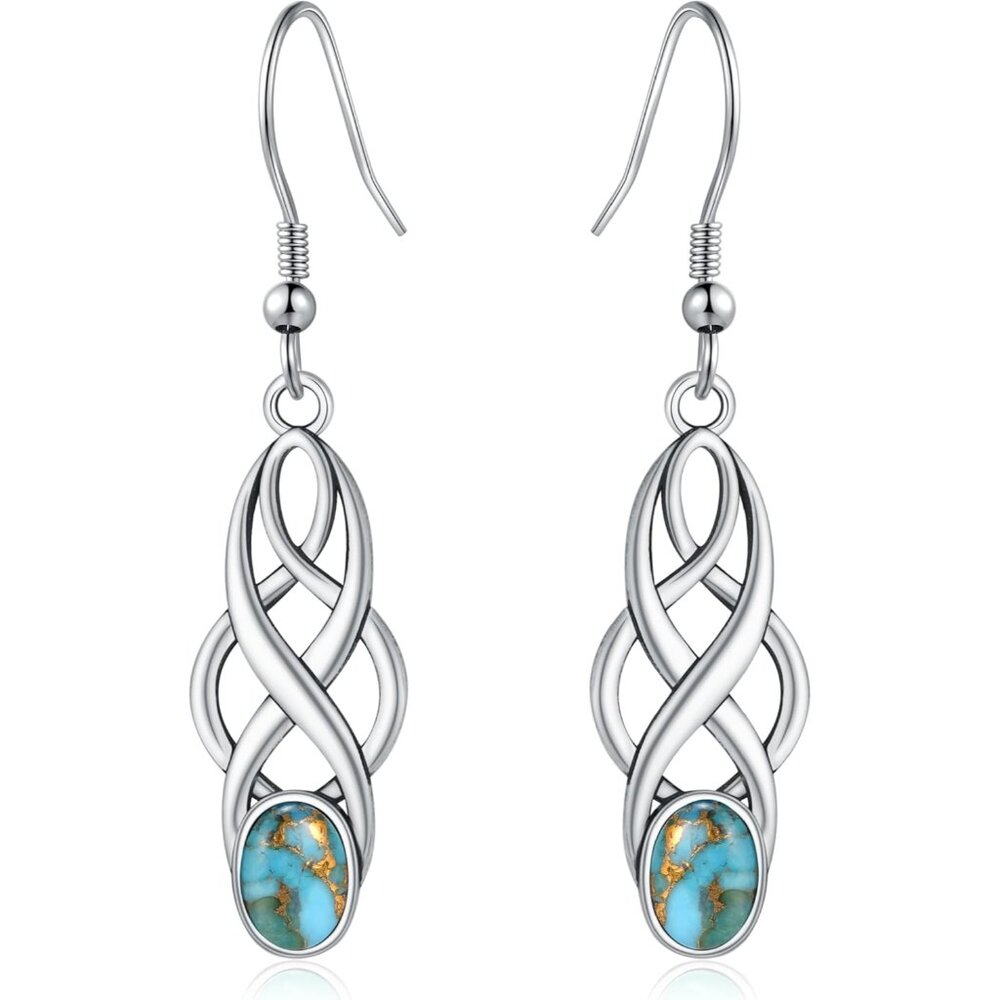 Sterling Silver Turquoise Celtic Dangle Earrings … - image 1